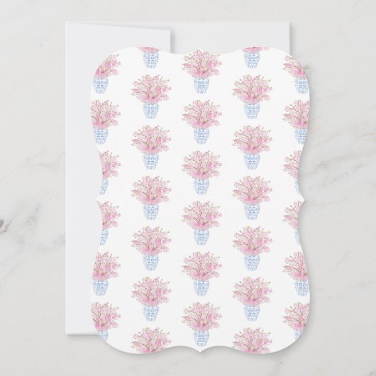 Blauw wit en roze Chinees aardeweddenschap Kaart (Achterkant)