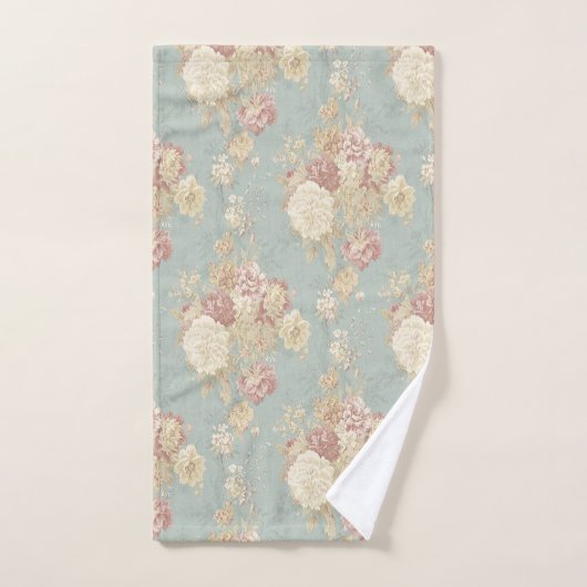 Blauw wit en roze Floral Shabby Chic Bad Handdoek (Handdoek)
