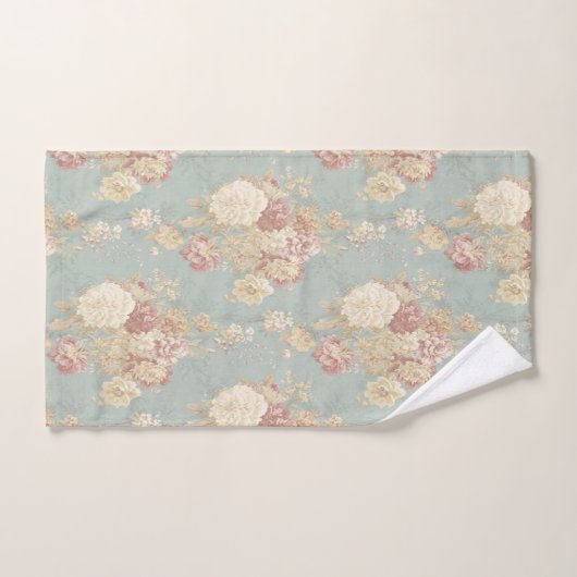 Blauw wit en roze Floral Shabby Chic Bad Handdoek (Handdoek)