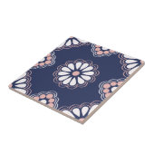 Blauw, Wit en Roze Geometric Flowers Tegel Tegeltje (Zijkant)