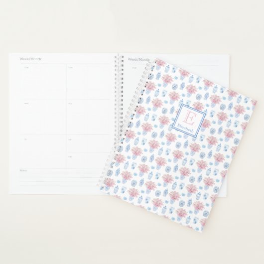 Blauw Wit En Roze Ginger Jar Home School Planner (Display)