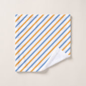 Blauw, Wit en Sinaasappel Stripe Badhanddoek Set Bad Handdoek (Wasdoekje)