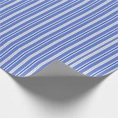 Blauw Wit en Zilveren Strepen Cadeaupapier (Hoek)