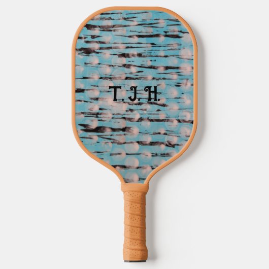 Blauw, wit en zwart abstract ontwerp pickleball paddle (Voorkant)