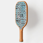 Blauw, wit en zwart abstract ontwerp pickleball paddle (Links)