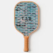 Blauw, wit en zwart abstract ontwerp pickleball paddle (Achterkant)