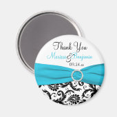 Blauw, Wit, en Zwart Damask Bruiloft Favor Magnet (Voorkant / Achterkant)