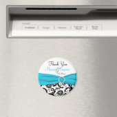 Blauw, Wit, en Zwart Damask Bruiloft Favor Magnet (Insitu (Vaatwasser))