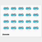 Blauw, Wit, en Zwart Damask Bruiloft Sticker (Vel)