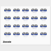 Blauw, Wit en Zwart Damask Heart Shape Sticker (Vel)