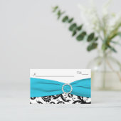 Blauw, Wit en Zwart Damast Place Card Plaatskaartje (Staand voorkant)