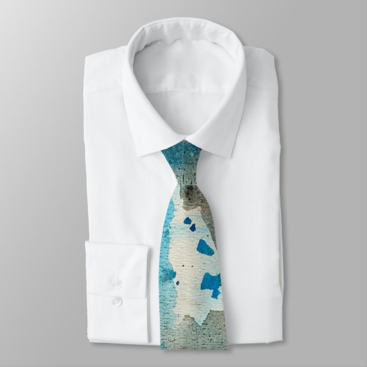 Blauw Wit en Zwart Grunge Stropdas (Gebonden)