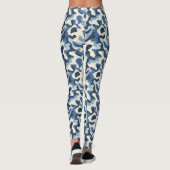 Blauw, Wit en Zwart Retro Camo Patroon Leggings (Achterkant)