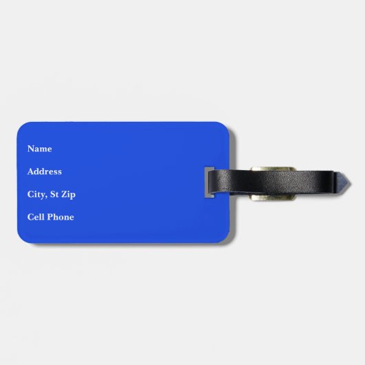 Blauw, wit en zwart sportontwerp bagagelabel (Achterkant horizontaal)