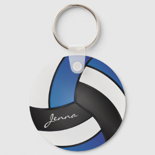 Blauw, wit en zwart volleybal sleutelhanger