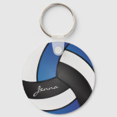 Blauw, wit en zwart volleybal sleutelhanger (Achterkant)