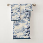 Blauw & Wit Engels Toile Bad Handdoek (Insitu)