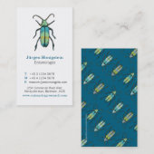 Blauw & wit entomologen insect visitekaartje (Voorkant / Achterkant)