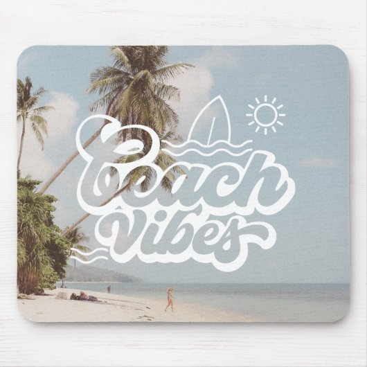 Blauw Wit Esthetisch Strand Vibes Muismat (Voorkant)