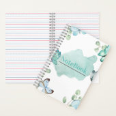 Blauw-wit esthetisch vlindermotief 14 x 21,5 cm notitieboek (Binnen)