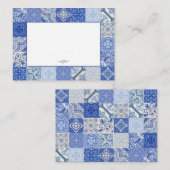 Blauw wit Etnische Boho Mediterrane Tegels Notitiekaartje (Voorkant / Achterkant)