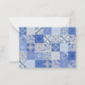Blauw wit Etnische Boho Mediterrane Tegels Notitiekaartje (Achterkant)