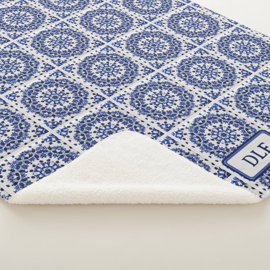 Blauw & Wit Europees geschilderd aardewerk Tegels Sherpa Deken (3/4)