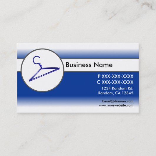 Blauw wit fade kleding hanger visitekaartjes (Voorkant)