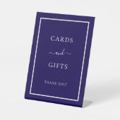 Blauw wit feestkaart geschenken teken reclamebord met voetstuk (Voorkant)