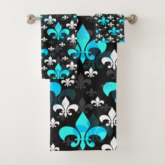 Blauw Wit Fleur De Lis Bad Handdoek (Insitu)