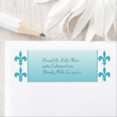 Blauw & Wit Fleur De Lis Bruiloft Etiket (Insitu)