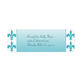 Blauw & Wit Fleur De Lis Bruiloft Etiket