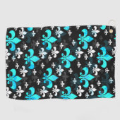 Blauw Wit Fleur De Lis Golfhanddoek (Horizontaal)