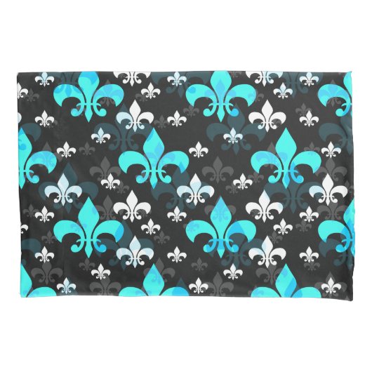 Blauw Wit Fleur De Lis Kussensloop (Voorkant)