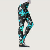Blauw Wit Fleur De Lis Leggings (Rechts)
