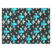 Blauw Wit Fleur De Lis Tafelkleed (Voorkant (Horizontaal))