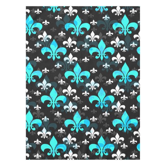 Blauw Wit Fleur De Lis Tafelkleed (Voorkant)