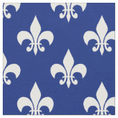 Blauw Wit Fleur-de-lis Textiel Stof (Close Up)