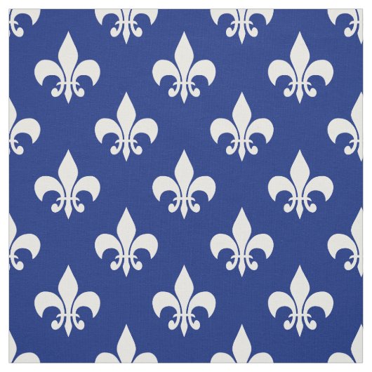 Blauw Wit Fleur-de-lis Textiel Stof (Swatch)