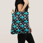Blauw Wit Fleur De Lis Tote Bag (Dichtbij)