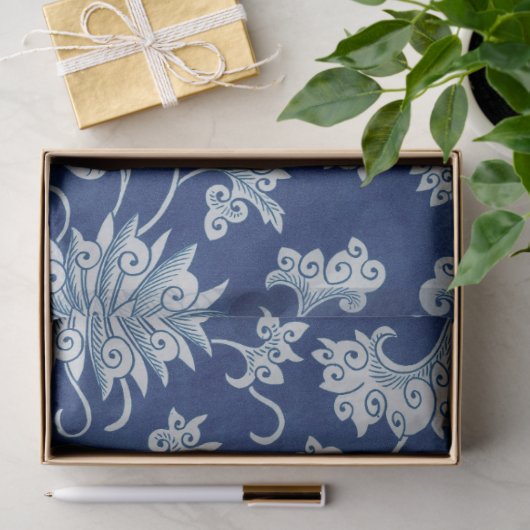 Blauw-wit floraal decoupage papier (Geschenk)