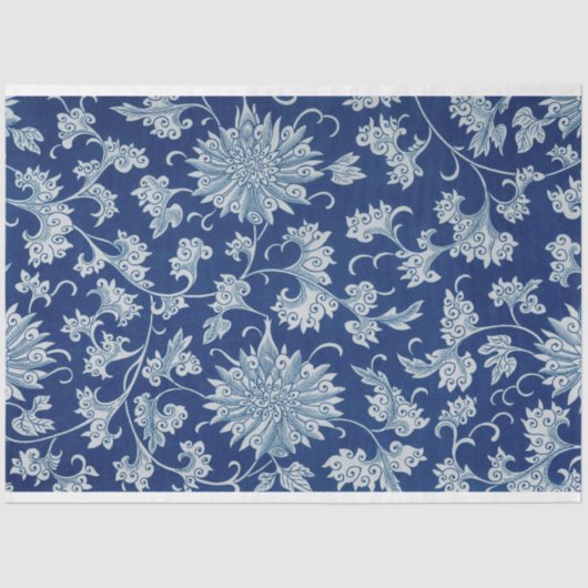 Blauw-wit floraal decoupage papier (Voorkant)
