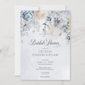 Blauw & Wit Floral Modern Vrijgezellenfeest Kaart (Voorkant)