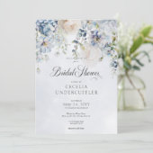 Blauw & Wit Floral Modern Vrijgezellenfeest Kaart (Staand voorkant)