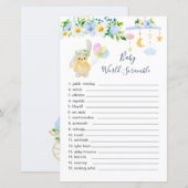 Blauw wit Floral Word Scramble Paper Sheet (Voorkant / Achterkant)