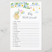 Blauw wit Floral Word Scramble Paper Sheet (Voorkant)