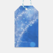 Blauw & Wit Fonkelende Assepoester Trouwfeest Cadeaulabel (Achterkant)