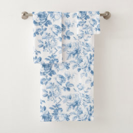 Blauw & Wit Frans Country Toile Floral Bad Handdoek