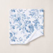 Blauw & Wit Frans Country Toile Floral Bad Handdoek (Wasdoekje)