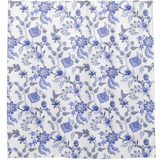 Blauw-wit Frans graafschap Douchegordijn (Voorkant)